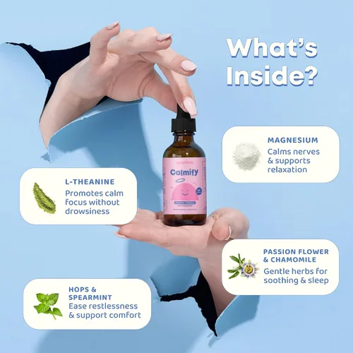 Vista 5 de JoySpring Calmify Citrato de Magnesio Líquido para Niños - Sin Azúcar, Sin Gluten Suplemento Calmante con Manzanilla - Apoyo Natural para Niños