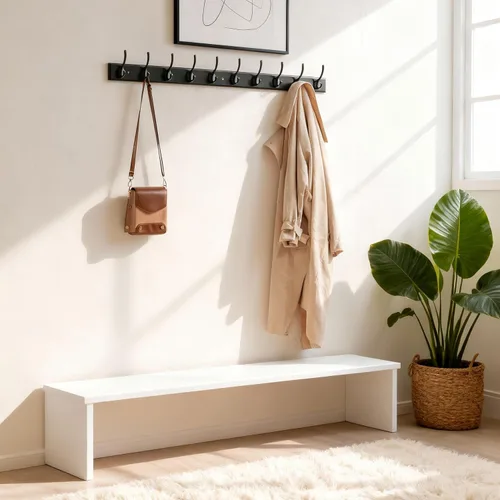 Vista 5 de WEBI Perchero de pared para montar en la pared, ganchos para colgar en la pared de 38 1/4" de largo, perchero de pared de bambú con gancho