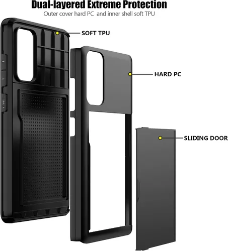 Vista 3 de Nvollnoe Funda para Samsung S20 FE con tarjetero de doble capa de protección resistente para Galaxy S20 FE, ranura para tarjeta oculta Funda delgada