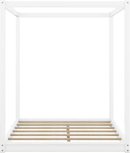 Vista 8 de Harper & Bright Designs Cama Queen con dosel de madera con 4 paneles de póster, marco de cama Queen con soporte de listones de madera maciza, cama