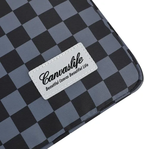 Vista 6 de Canvaslife - Funda de lona para laptop de 13 pulgadas con patrón de cuadros negros y bolsillo de 13 y 13.3 pulgadas