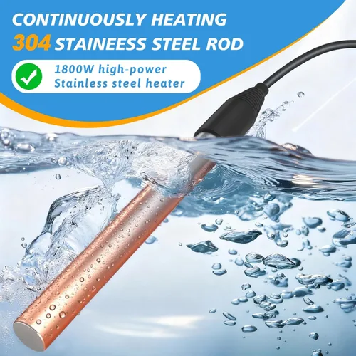 Vista 2 de Calentador de agua de inmersión de 1800W, calentador de piscina eléctrico totalmente sumergible, calentador de bañera de acero inoxidable