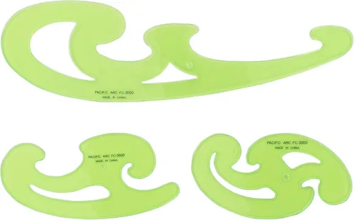 Vista 11 de Paquete de 2, Pacific Arc French Curve Set, 3 formas, regla curva transparente, herramientas de dibujo, herramientas de dibujo, herramientas