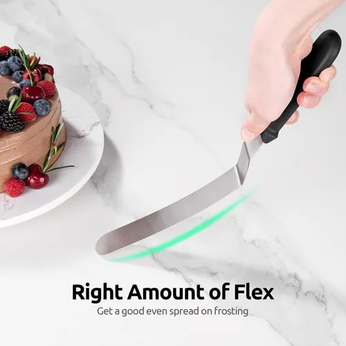 Vista 7 de Set de espátulas U-Taste de glaseado con ángulo inclinado Stainless Steel Blade with PP Plastic Handle, Metal Baking Spatula for Cake Decorating