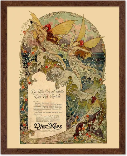Vista 9 de Poster Master Póster clásico de fantasía, impresión Art Deco vintage, regalo para artistas, amigos, anuncio, hada, sirena, olas del océano