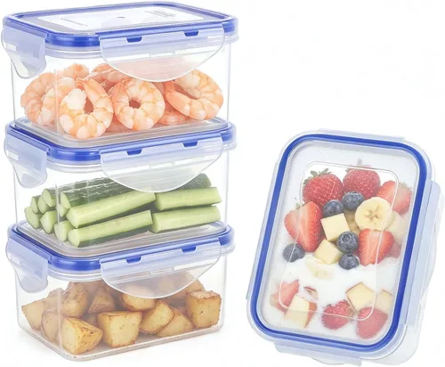Vista 10 de KIGI Mini recipientes de plástico para almacenamiento de alimentos de 6 onzas con tapas herméticas y a prueba de fugas, ideales para almuerzo