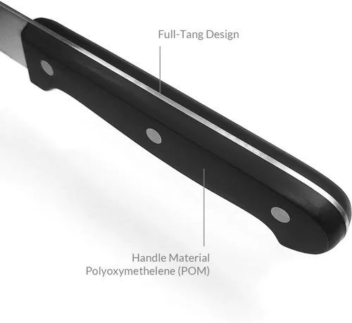 Vista 4 de Cuchillo de pan dentado de 10 pulgadas, hoja de acero inoxidable de alta calidad con borde ondulado, mango de espiga completa, cuchillo afilado
