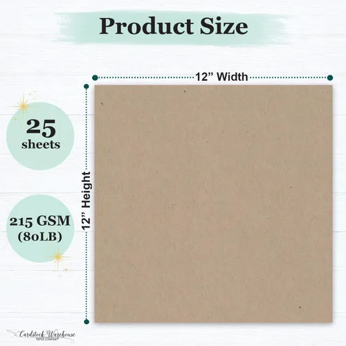 Vista 2 de Cardstock Warehouse Speckletone Papel de Cartulina Kraft Marrón – 25 hojas, 12 x 12 pulgadas, 80 lb/215 gsm – 100% reciclado, acabado mate premium