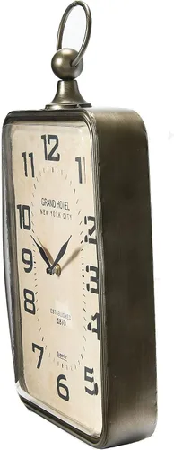 Vista 3 de Creative Co-Op Reloj colgante rectangular de metal con decoración de mango en la parte superior