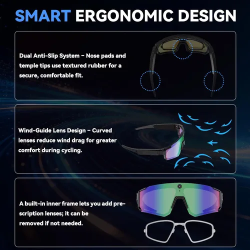 Vista 8 de AI Pro - Lentes de cámara de 32 MP – Gafas de grabación con estabilización EIS de 6 ejes, asistente de voz ChatGPT, lentes de sol polarizados