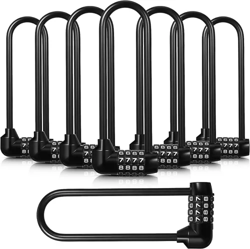 Vista 9 de Shimeyao Candado de combinación de grillete de 6 pulgadas de largo, 4 dígitos, impermeable, con código reiniciable, para casillero de gimnasio