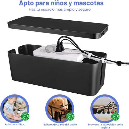 Vista 5 de Naeety 3 Pack Cable Organizer Box, Cable Management Box for Surge Protector Negro