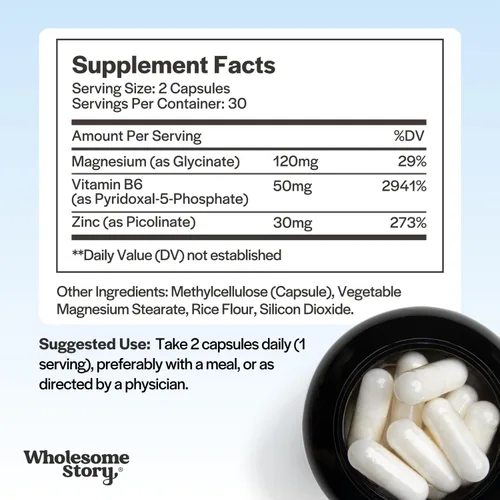 Vista 3 de Picolinato de zinc, suplementos de glicinato de magnesio con vitamina B6 P5P Vitamina de magnesio y zinc Salud reproductiva y de fertilidad