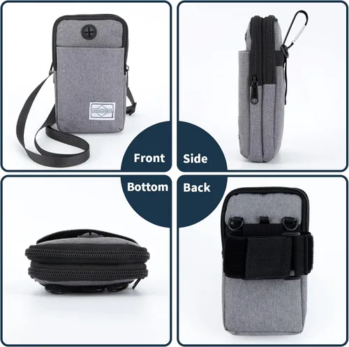 Vista 2 de HOTEMIA Bolso para teléfono móvil, paquete de cintura, bolsa bandolera de viaje, brazalete deportivo para el brazo con correa para el hombro Negro