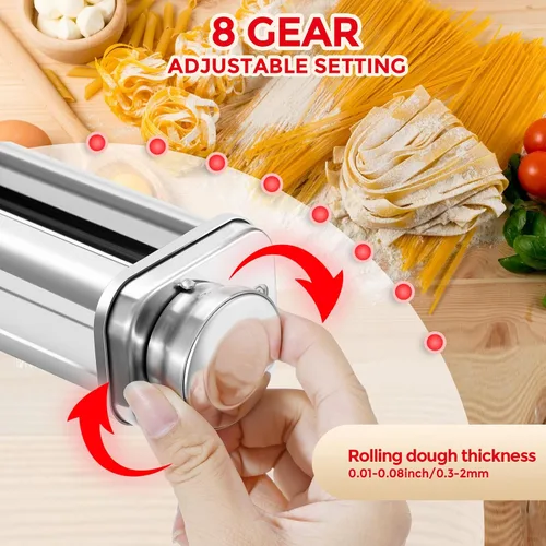 Vista 3 de Rodillo de pasta para batidora de pie Kitchenaid, máquina de pasta para accesorios de mezclador Kitchenaid, accesorio de pasta de acero inoxidable