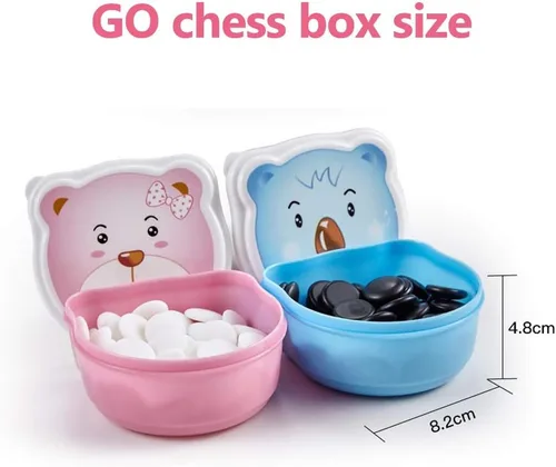 Vista 4 de YXCKG Gomoku & Go Juego de ajedrez para niños, diseño de cuadrícula de 9 x 9/13 x 13, tamaño portátil para viajes, dibujos animados para niños