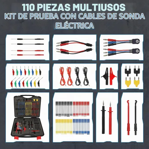 Vista 6 de Kit de cables de prueba de circuito automotriz de 110 piezas, kit de cables de multímetro, herramientas de diagnóstico automático multifunción