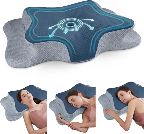 Vista 25 de CHxxy Memory Foam Pillows, Cervical Pillow for Neck and Shoulder Pain Relief, Ergonomic Contour Bed Pillow, Soft for Side Sleep Stomach Sleeping and