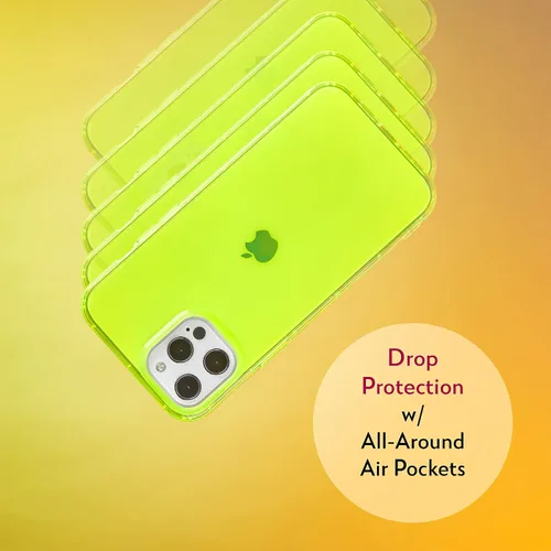 Vista 6 de SteepLab Neon Highlighter - Funda para iPhone 12 Pro Max, funda Grippy Jelly con bolsillos protectores de aire (amarillo neón llamativo)