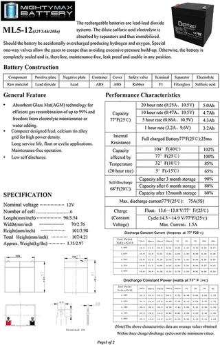 Vista 6 de Mighty Max Battery Reemplazo de batería SLA de 12V 5AH para CooPower CP12-4.5