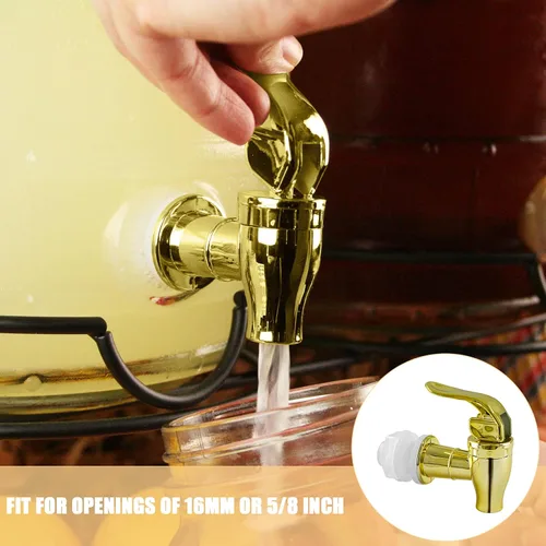 Vista 4 de Biaungdo 2 piezas de espita de repuesto para dispensador de bebidas, dispensador de bebidas estilo empuje dorado, grifo de repuesto para dispensador