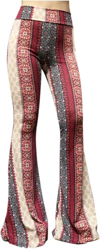Vista 107 de ShopMyTrend - Pantalones de yoga largos con piernas anchas y acampanadas estilo palazzo, con cintura alta, para mujer