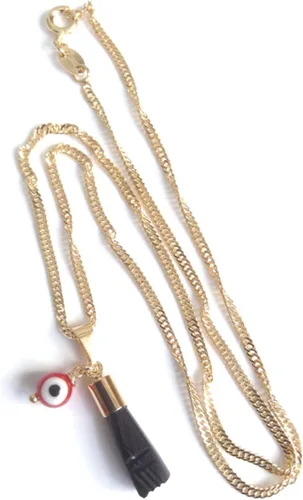 Vista 4 de Collar de Protección para Mujer Genuino Azabache Colgante Cadena Mal de Ojo