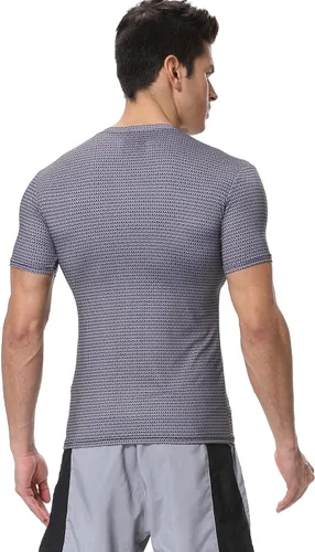 Vista 3 de Red Plume Camiseta deportiva de medias de compresión para hombre, camiseta de fitness de impresión digital