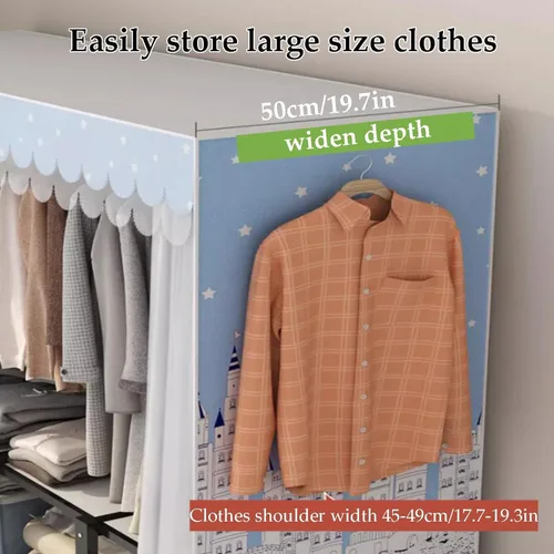 Vista 7 de large closets Portable Wardrobe Closet All Steel Frame Closet Standing Clothes Closet No Assembly with Cloth Cover Open Wardrobe Closet Space-saving