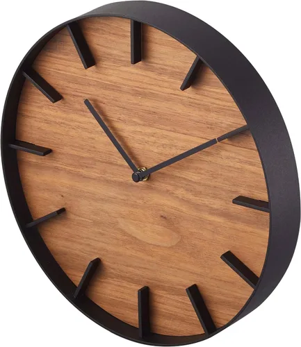 Vista 9 de YAMAZAKI Inicio Reloj de pared - Madera moderna Decoración del hogar Acero + Madera Talla única Ceniza