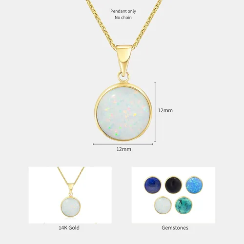 Vista 7 de Collar de Piedras Preciosas de Oro de 14K para Mujer - Collares de Oro Sólido - Collar con Colgante de Oro - Collar Llamativo de Oro para Mujer