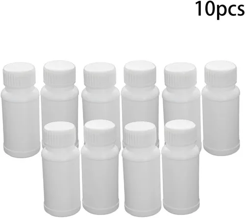 Vista 2 de Bettomshin 10 botellas de plástico de polietileno de alta densidad de 2.0 fl oz (grado alimenticio), botella de fluoruro de laboratorio de boca