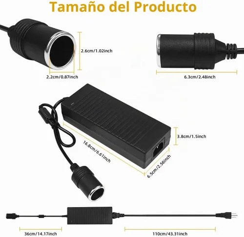 Vista 2 de Convertidor de CA a CC de 180W, adaptador de corriente de 110V a 12V 15A para encendedor de cigarrillos de auto AC/CC, fuente de alimentación