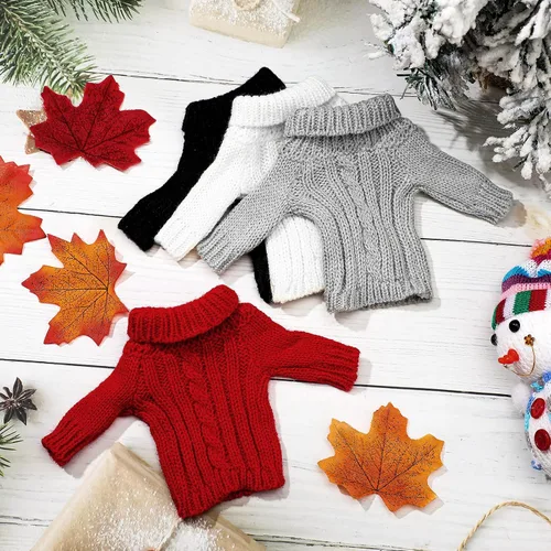 Vista 6 de Bencailor 4 piezas de ropa de muñeca para muñecas de 11.5 pulgadas, accesorios de ropa, sudadera con capucha, conjunto de ropa de punto de invierno