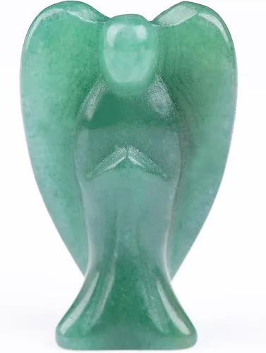 Vista 9 de Estatua de cristal de ángel de aventurina azul, figuras de ángel pulidas talladas a mano, decoración de cristal curativo, lindo ángel de la guarda