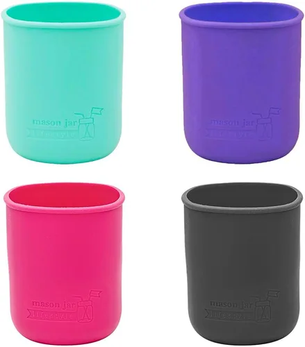 Vista 5 de Mason Jar Lifestyle - Fundas de silicona de 32 onzas para proteger bolas, Kerr, tarros de conservas (4, multicolor americana)