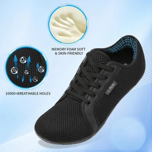 Vista 3 de L-RUN Zapatos minimalistas para mujer, zapatos minimalistas ultraligeros con suela cero caída, zapatos casuales con puntera ancha para yoga y caminar