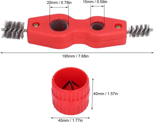 Vista 2 de Juego de limpiador y escariador de tuberías de cobre, cepillo de desbarbado 4 en 1 para soldadura de plomeros, incluye 2 limpiadores de tuberías