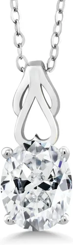 Vista 129 de Gem Stone King Collar de plata de ley 925 con piedra natal ovalada de 0.354 x 0.276 in Collar con colgante solitario para mujer Con cadena
