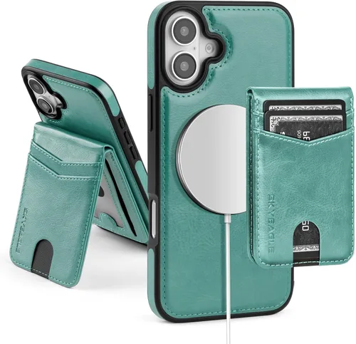 Vista 55 de SkyEagle - Funda tipo cartera compatible con MagSafe para iPhone 11, color negro Detachable Magnetic Credit Card Holder,RFID Blocking,PU