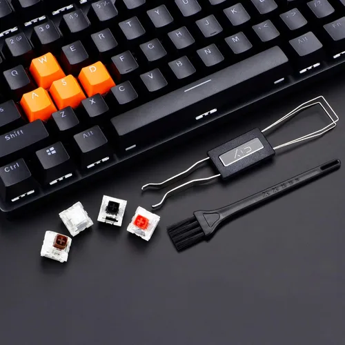 Vista 5 de Herramienta de extracción de teclas de acero inoxidable con 2 cepillos de limpieza de teclado para teclado mecánico
