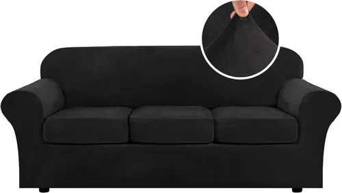 Vista 68 de H.VERSAILTEX - Funda elástica para sofá de 2 piezas, funda protectora de terciopelo, suave, con parte inferior elástica, con un ancho de hasta 49