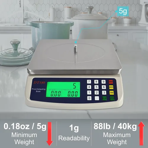 Vista 4 de Balanza comercial del mercado de la escala 88.2 lbs/0.04 oz del peso-precio con la función de conteo