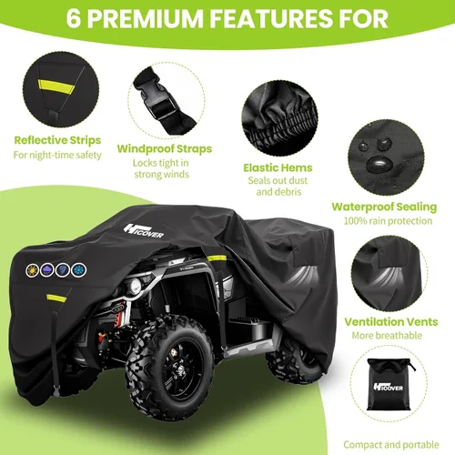 Vista 2 de Cubierta 600D ATV Impermeable de Alta Resistencia, Portátil, para 4 Ruedas, Impermeable al Aire Libre, Cubierta Quad para Todo Tipo de Clima