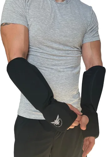Vista 2 de Mangas acolchadas para los brazos con almohadillas superiores e inferiores para protección de manos y antebrazos, par