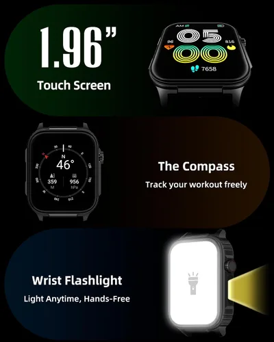 Vista 8 de Parsonver GPS Smart Watch for Men (Answer/Make Calls), 10-Day Battery Built-in Flashlight & Compass, 100+ Sport Modes, Fitness Tracker with Heart