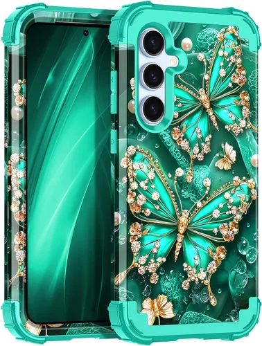 Vista 13 de Miqala Funda para Galaxy S21 FE 5G, brilla en la oscuridad, tres capas, resistente, protección a prueba de golpes, parachoques de plástico