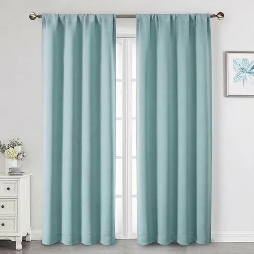 Vista 78 de Cortinas opacas para dormitorio, sala de estar, juego de 2 paneles de 54 pulgadas de largo, cortinas de oscurecimiento de habitación con aislamiento