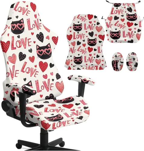 Vista 18 de Heart Gaming Chair Cover for Desk Chair Stretchy Armrest Covers Washable Ergonomic Office Seat Cover Dustproof Gaming Chairs Easy to Fit Home Office