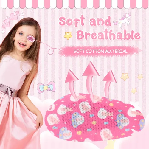 Vista 6 de Copkim 40 parches adhesivos para los ojos para niños y niñas, lindo parche para ojos de niños pequeños, colorido y transpirable, parche perezoso